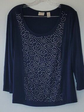 Chico's metallic stud embossed top